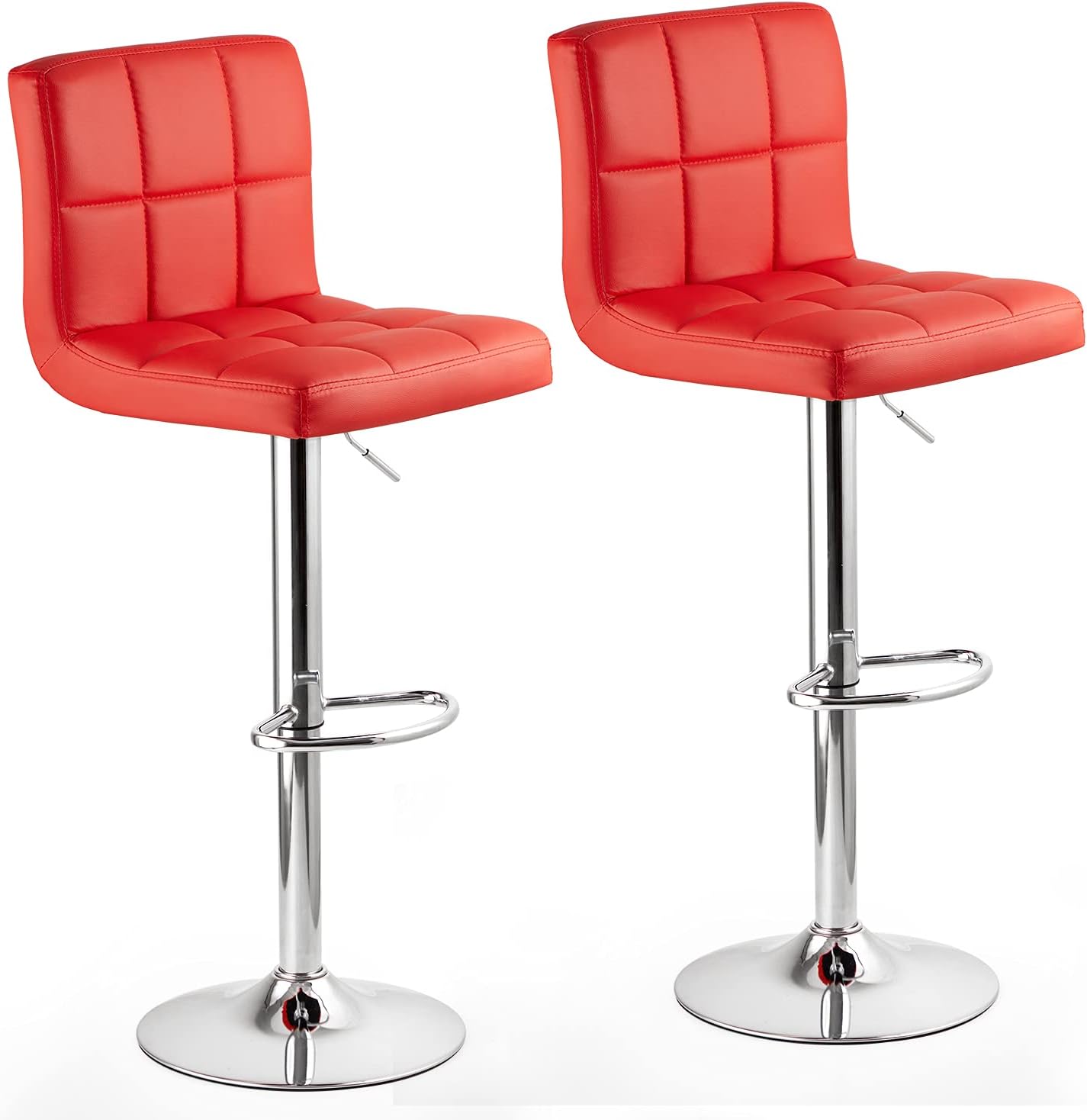 HEALTH LINE MASSAGE PRODUCTS 350 lbs Capacity Set of 2 PU Leather Hydraulic Swivel Gas Lift Height Adjustable Bar Stool