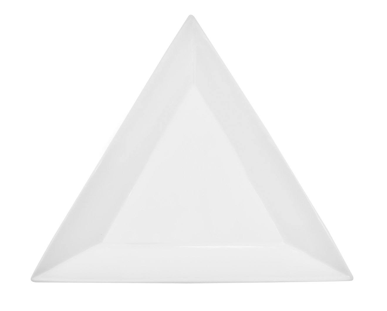 CAC China TUP-25 Triumph 14-inch Super White Porcelain Triangular Plate, Box of 8
