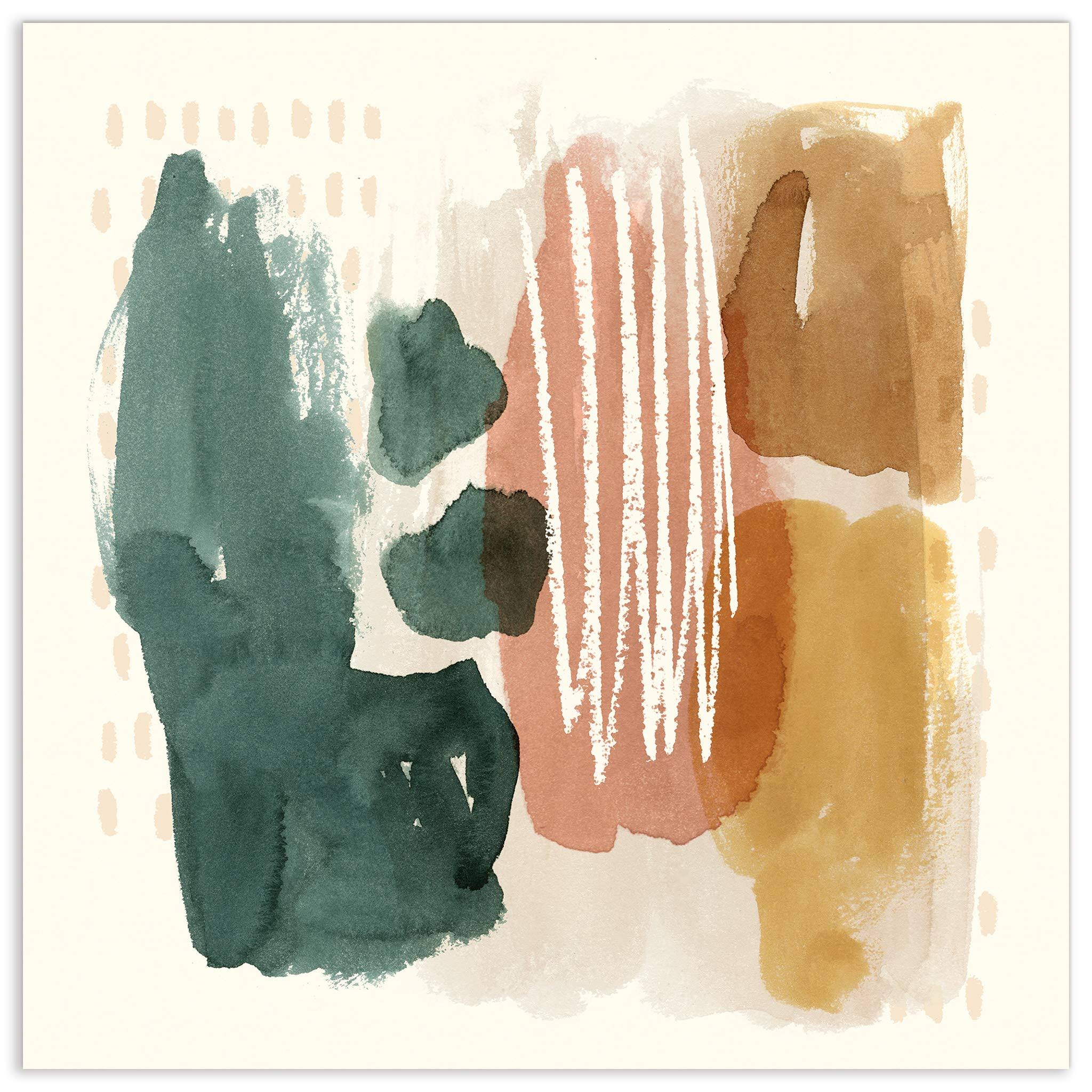 Empire Art Direct TMP-128733-3838 38 x 38 in. Ochre Echo III Abstract Colorful Frameless Tempered Glass Panel Contemporary Wall