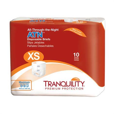 Tranquility ATN All-Through-the-Night Disposable Brief,2185,Medium, Fits Waist 32 - 44 ,12/Pack, 8Pk/Case