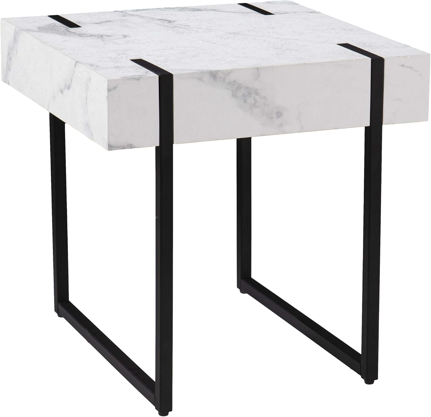 SEI Furniture Rangley End Table, Standard, Black, White
