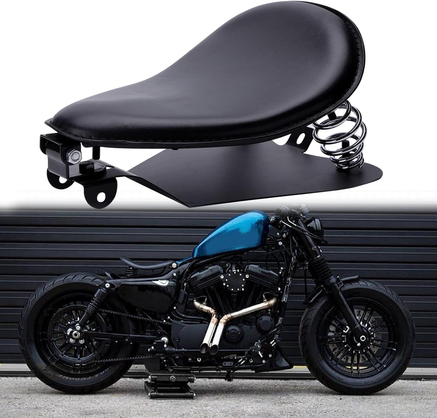 Custom Black Motorcycle Cushion Spring Solo Seat Baseplate Mounting Bracket Kit for Sportster XL1200 883 48 Dyna Softail Fatboy Custom