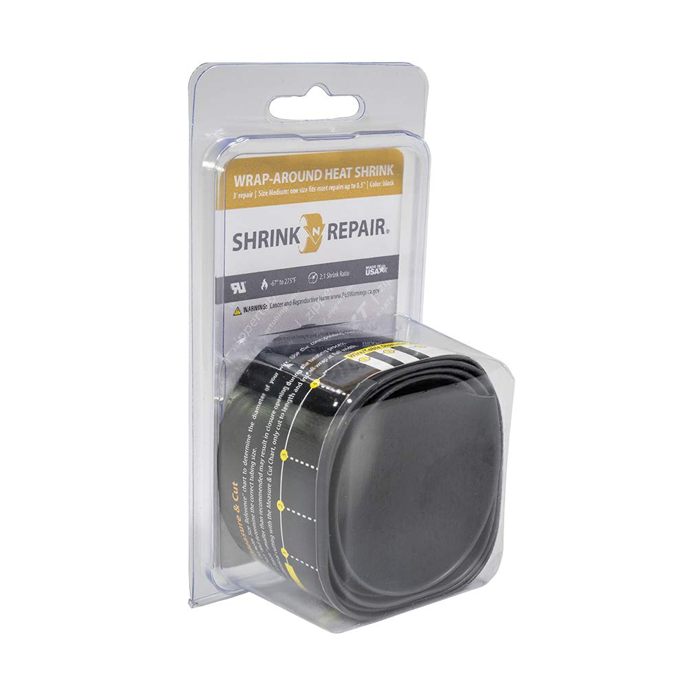 Shrink-N-Repair (M) - Wrap Around Heat Shrink (Black) for Medium Wire Diameters up to 0.5