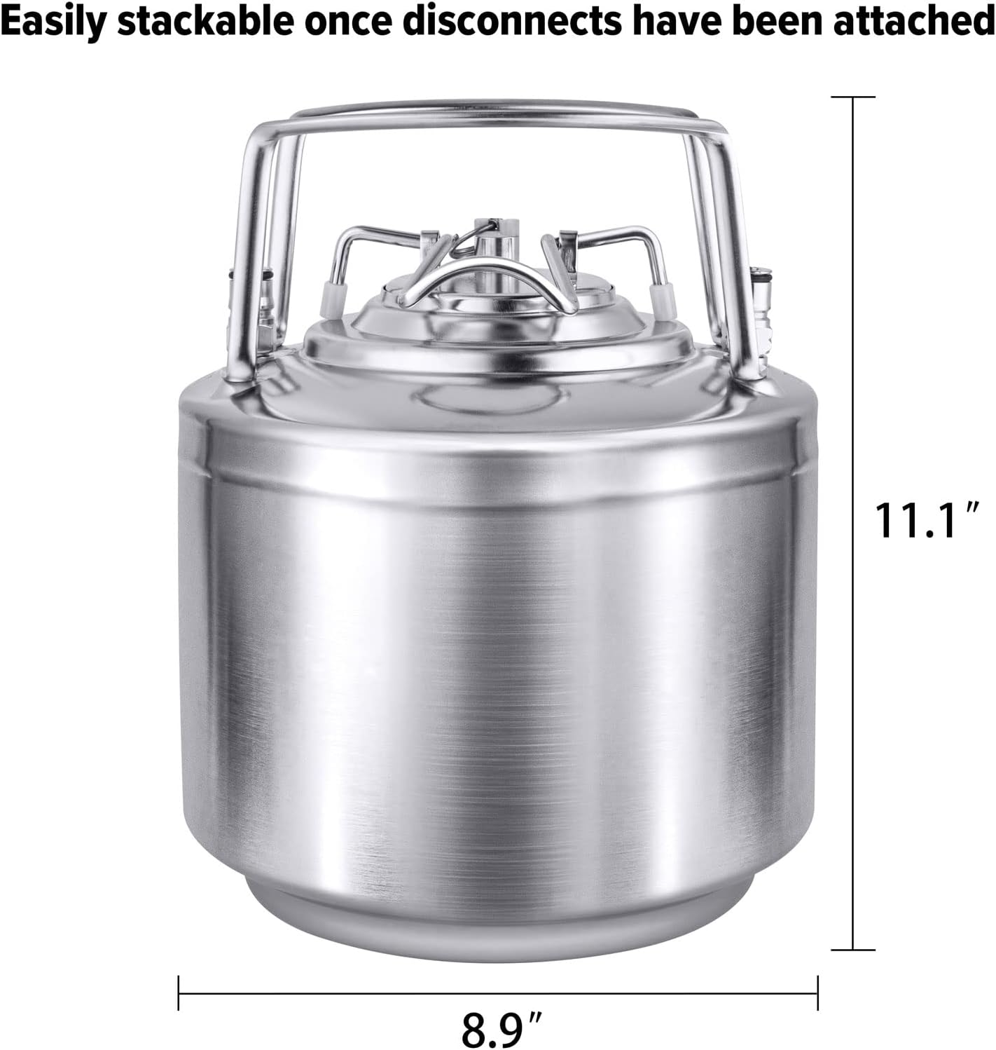TMCRAFT 1.6 Gallon Mini Ball Lock Keg, Stainless Steel Double Ball Lock Post Corny Keg with Quick Disconnect Set for Home-brewing Pack of 2