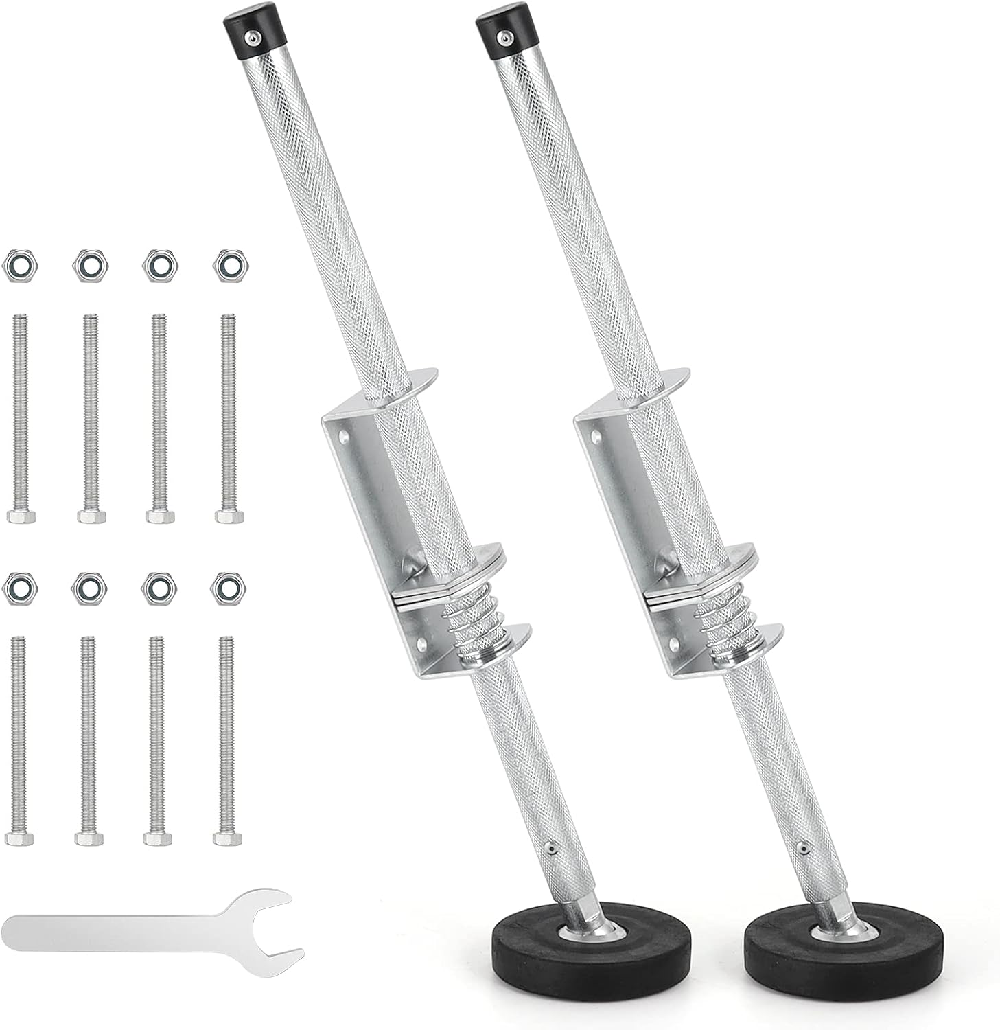 Ladder Leveler Pair with Engraved Anti-Slip Pattern Steel Pole, Adjustable Extension Ladder Leg Ground Leveler, Universal Stair Ladder Stabilizer, Ladder Aide Leveling Feet, Ladder Accessories Tool