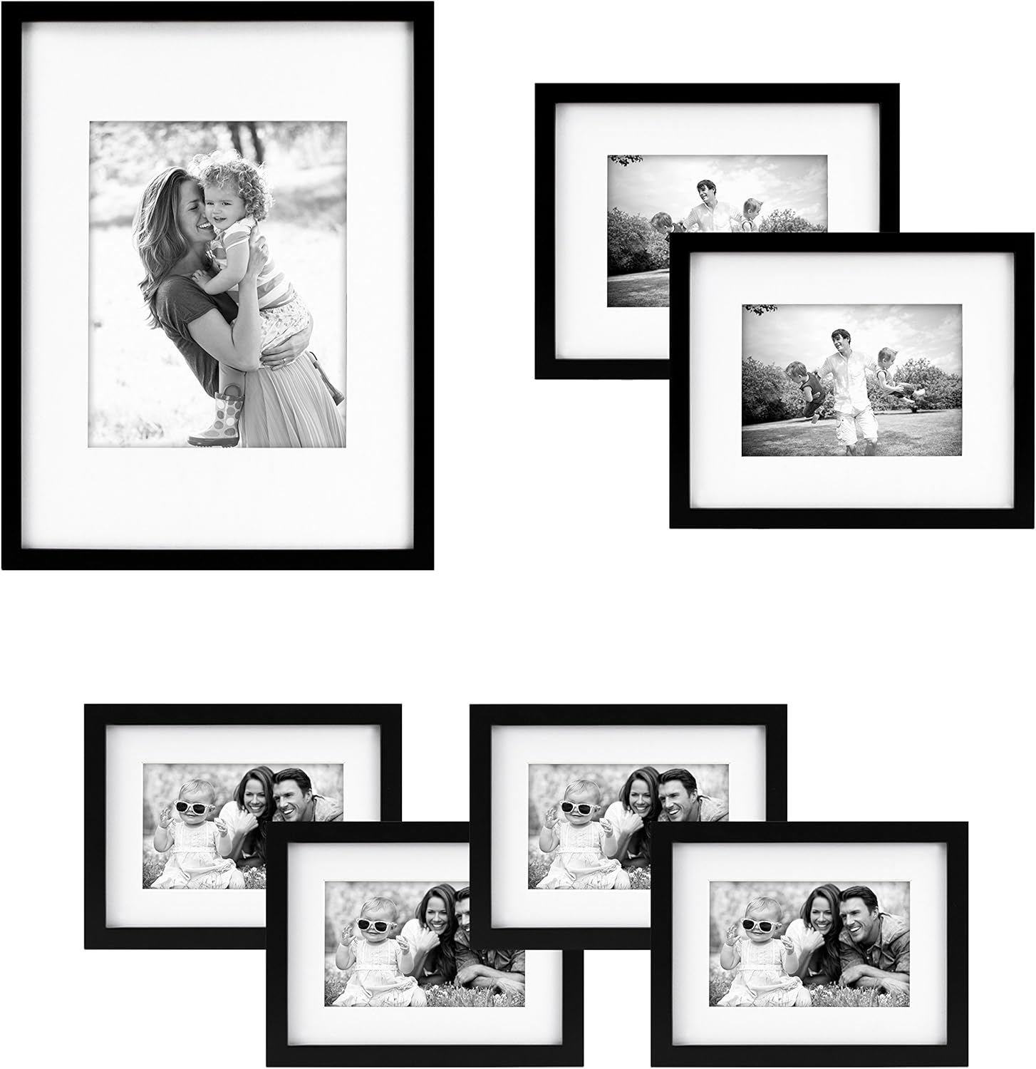 MCS, Black Gallery Wood 7 Piece Frame Set 65735 Finish Pack of 2