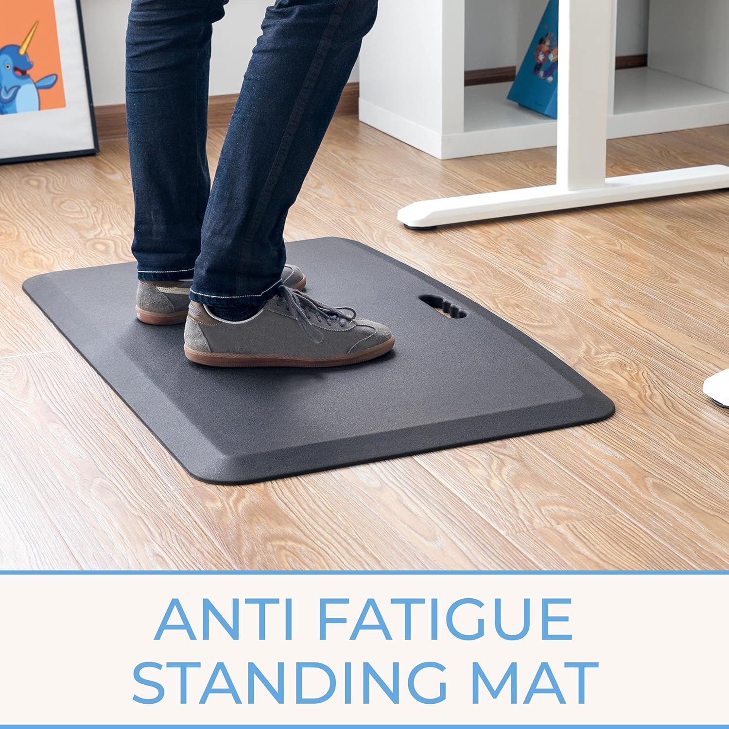 Stand Steady Large Anti Fatigue Standing Mat with Carrying Handle | Ergonomic Standing Mat with Gel Foam Padding | Portable Comfort Mat for Standing Desk, Kitchen, Classroom & Garage (36x24in/Black) Pack of 2
