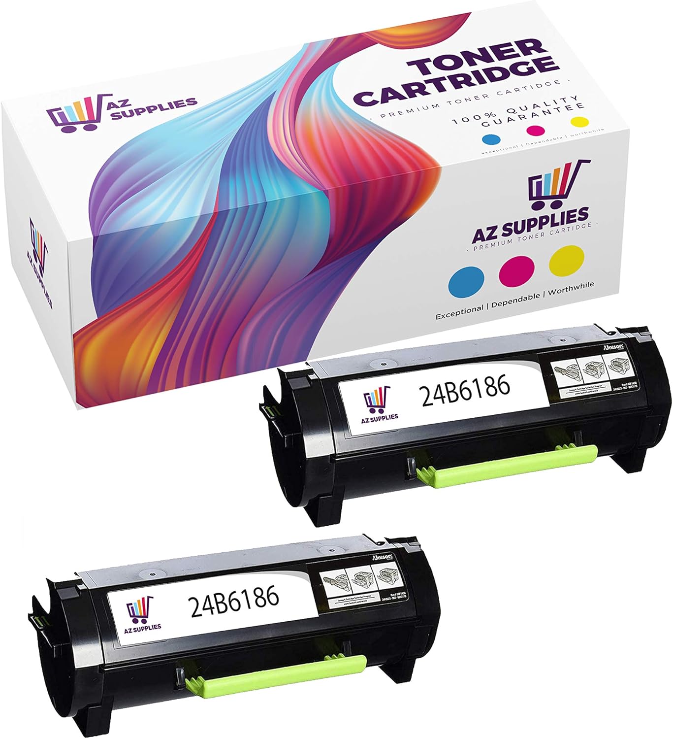 AZ Supplies Compatible Toner Cartridge Replacement for Lexmark 24B6186 M3150 Black 2 Packs