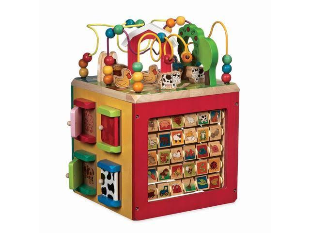 Battat Wooden Activity Cube Discover Farm Animals Activity Center for Kids 1 Year +