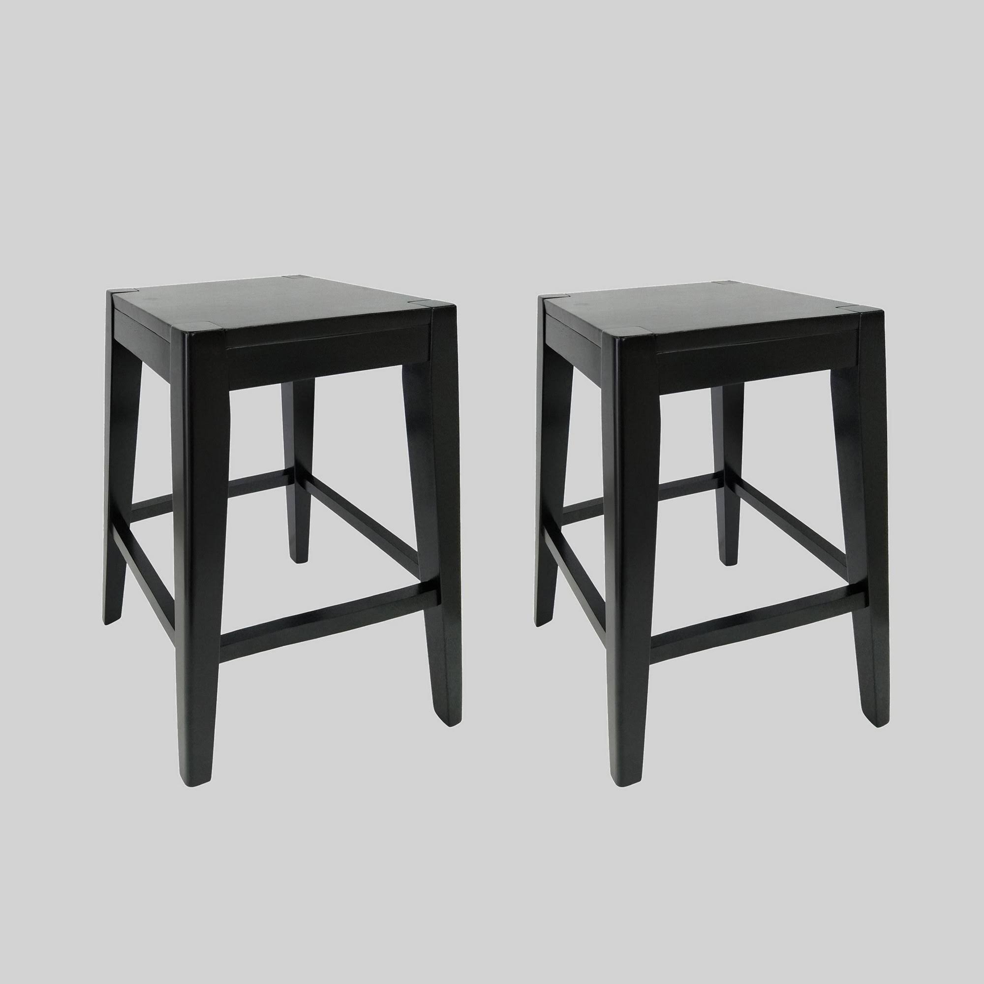 Set of 2 Maybelle Farmhouse Wooden Counter Stool Black - Christopher Knight Home