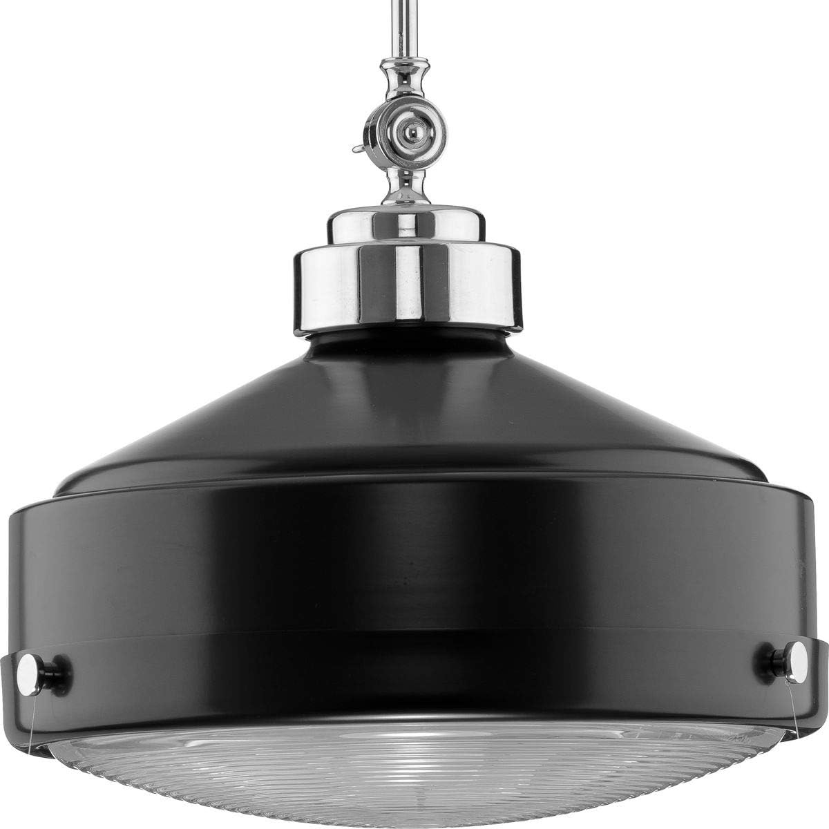 Loftin Collection 1-Light Clear Patterned Glass Farmhouse Pendant Light Matte Black