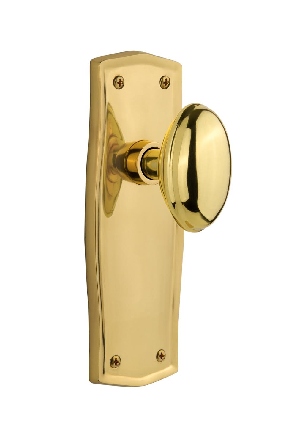 Nostalgic Warehouse 705526 Prairie Plate Privacy Homestead Door Knob, Polished Brass