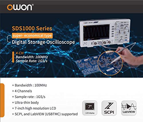 OWON SDS1104 Oscilloscope 4-Channel Digital 100MHZ Bandwidth 1GS/s High Accuracy