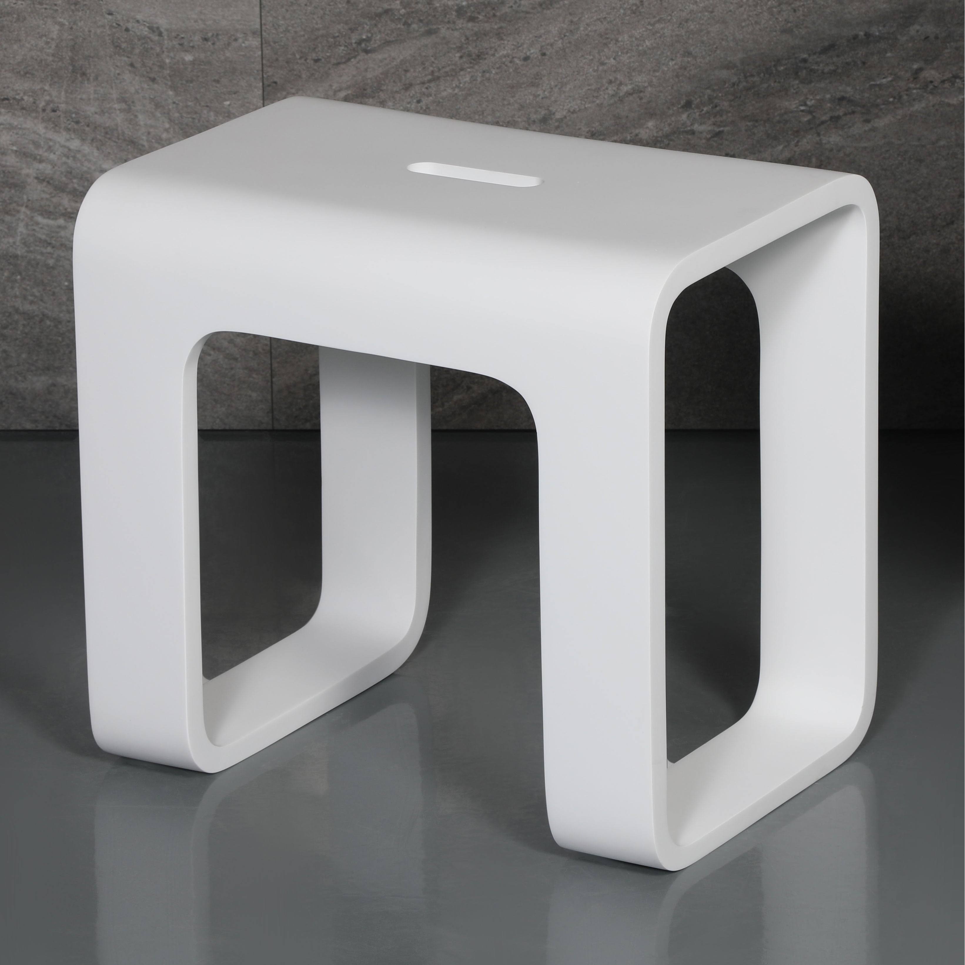 Alfi ABST99 Solid Surface Resin Bathroom u0026 Shower Stool White Matte