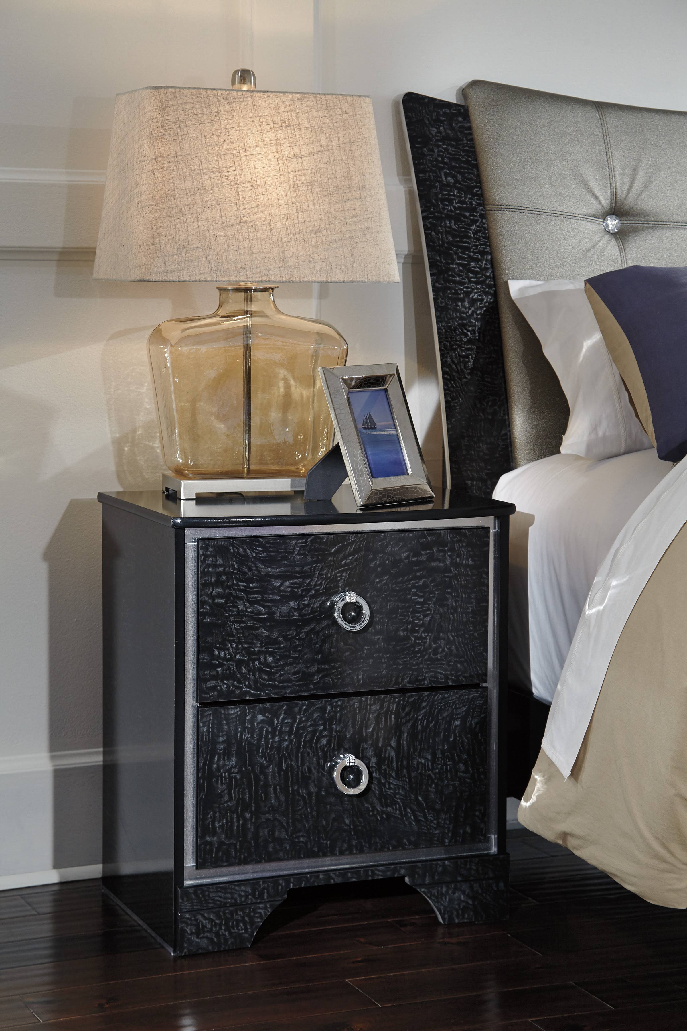 Signature Design by Ashley Amrothi Black Two Drawer Night Stand