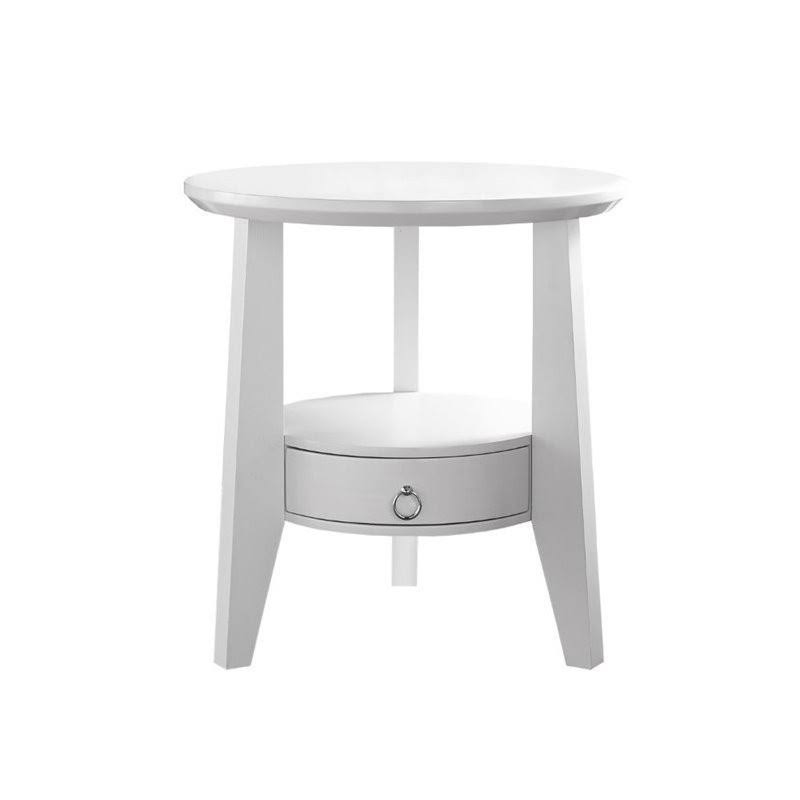 Bowery Hill 1 Drawer Accent Table in White - BH-496105