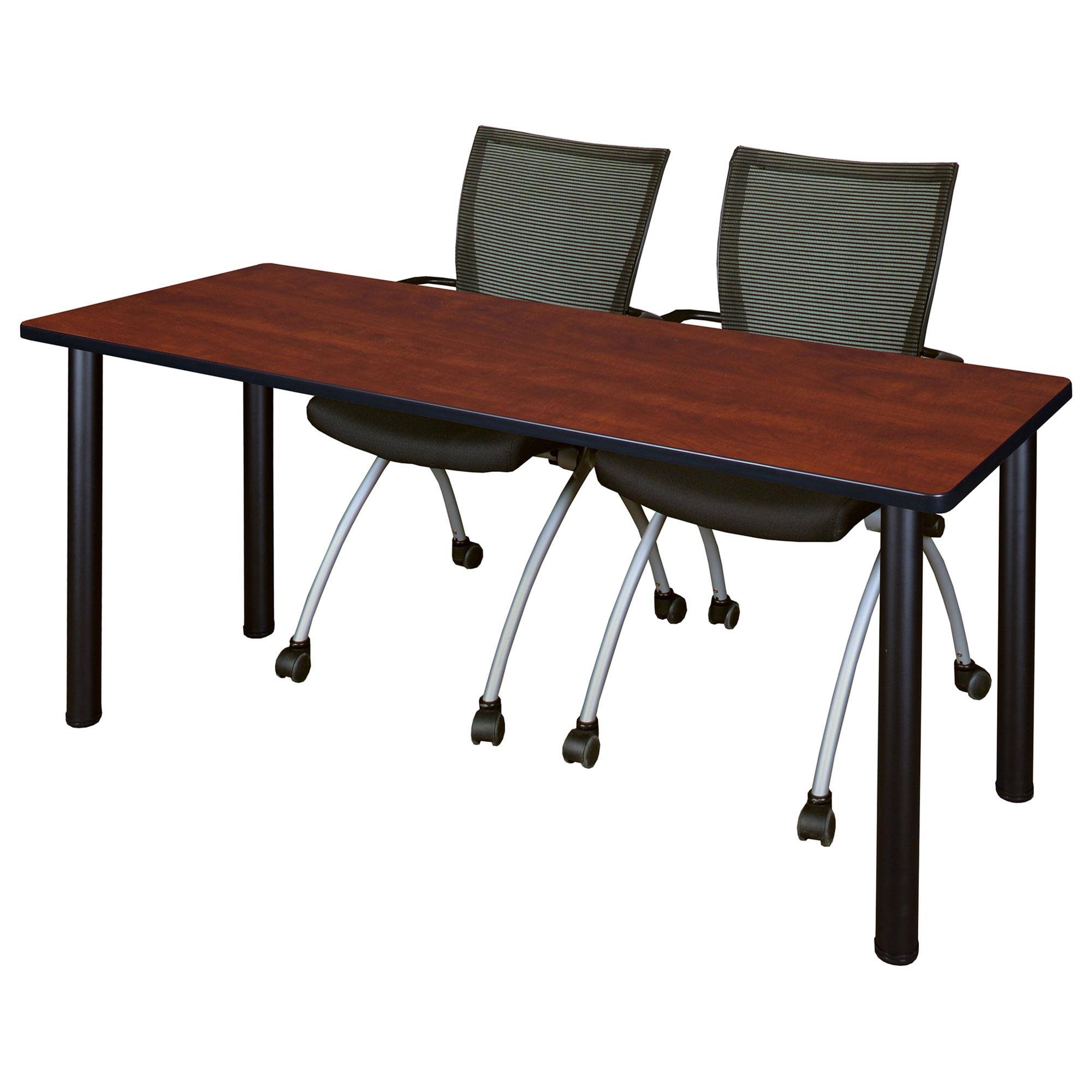 Regency 72x22 x 24x22 Kee Training Table- Cherry/ Black u0026 2 Apprentice Chairs- Black