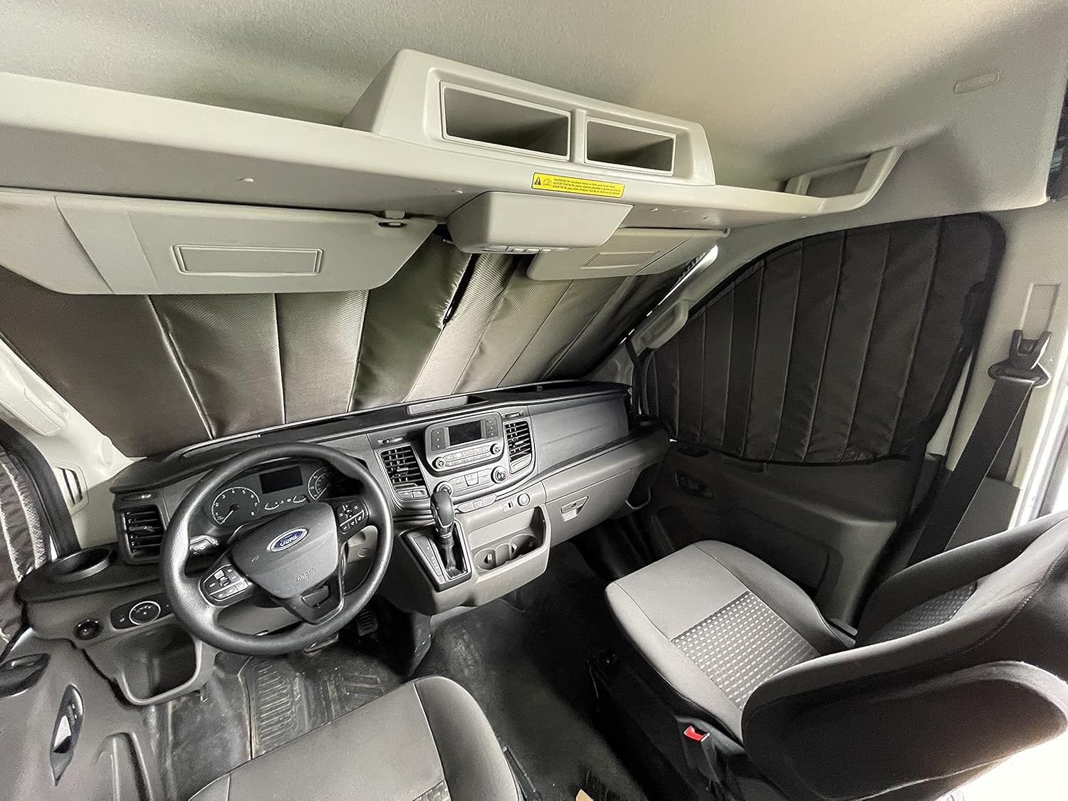 VanEssential Ford 2015-Current Transit Van Insulated Blackout Front Door Covers (Pair) - Olive Gray