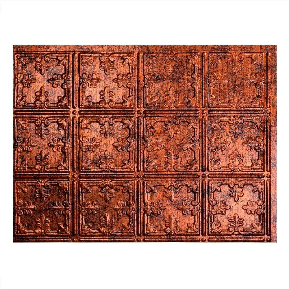 Fasade Traditional Style/Pattern 10 Decorative Vinyl 18in x 24in Backsplash Panel in Moonstone Copper (5 Pack)