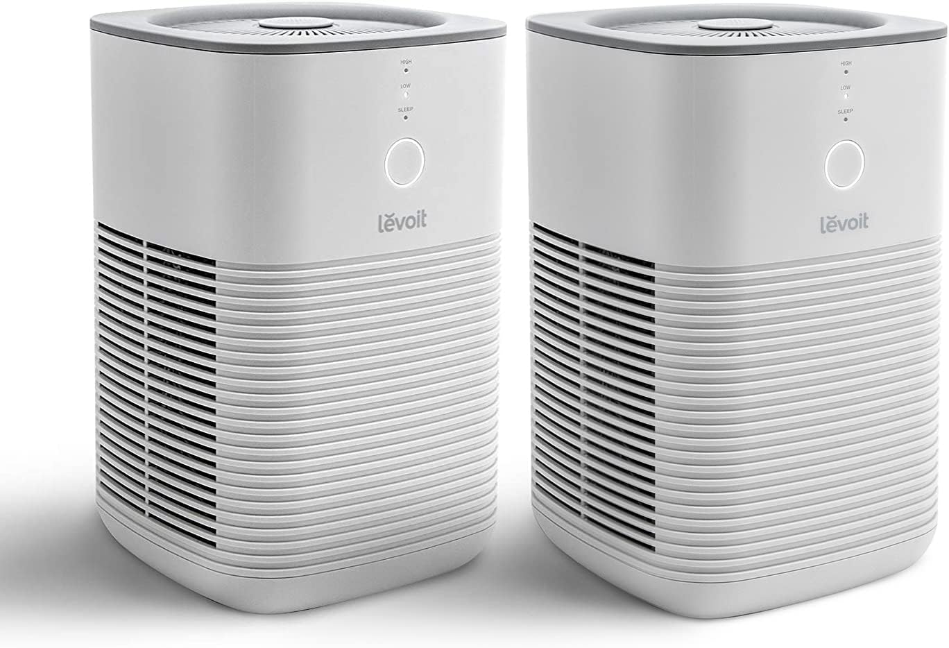 LEVOIT Air Purifier for Home Bedroom, HEPA Fresheners Filter Small Room Cleaner with Fragrance Sponge for Smoke, Allergies, Pet Dander, Odor, Dust Remover, Office, Desktop, Table Top, 1 Pack, White Pack of 2