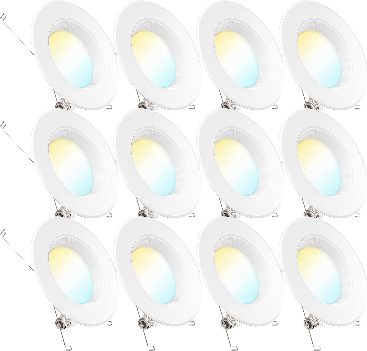 Sunco Lighting 12 Pack 5/6 Inch LED Recessed Downlight, Selectable, 5 Colors (2700K/3000K/3500K/4000K/5000K), 13W=75W, 1050LM, Dimmable, Baffle Trim, Damp Rated, Simple Retrofit Installation – UL Pack of 2