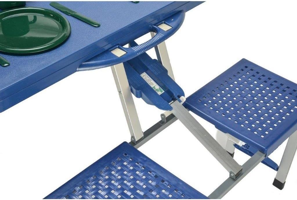Trademark Innovations Portable Folding Picnic Table with 4 Seats, Blue Pack of 2