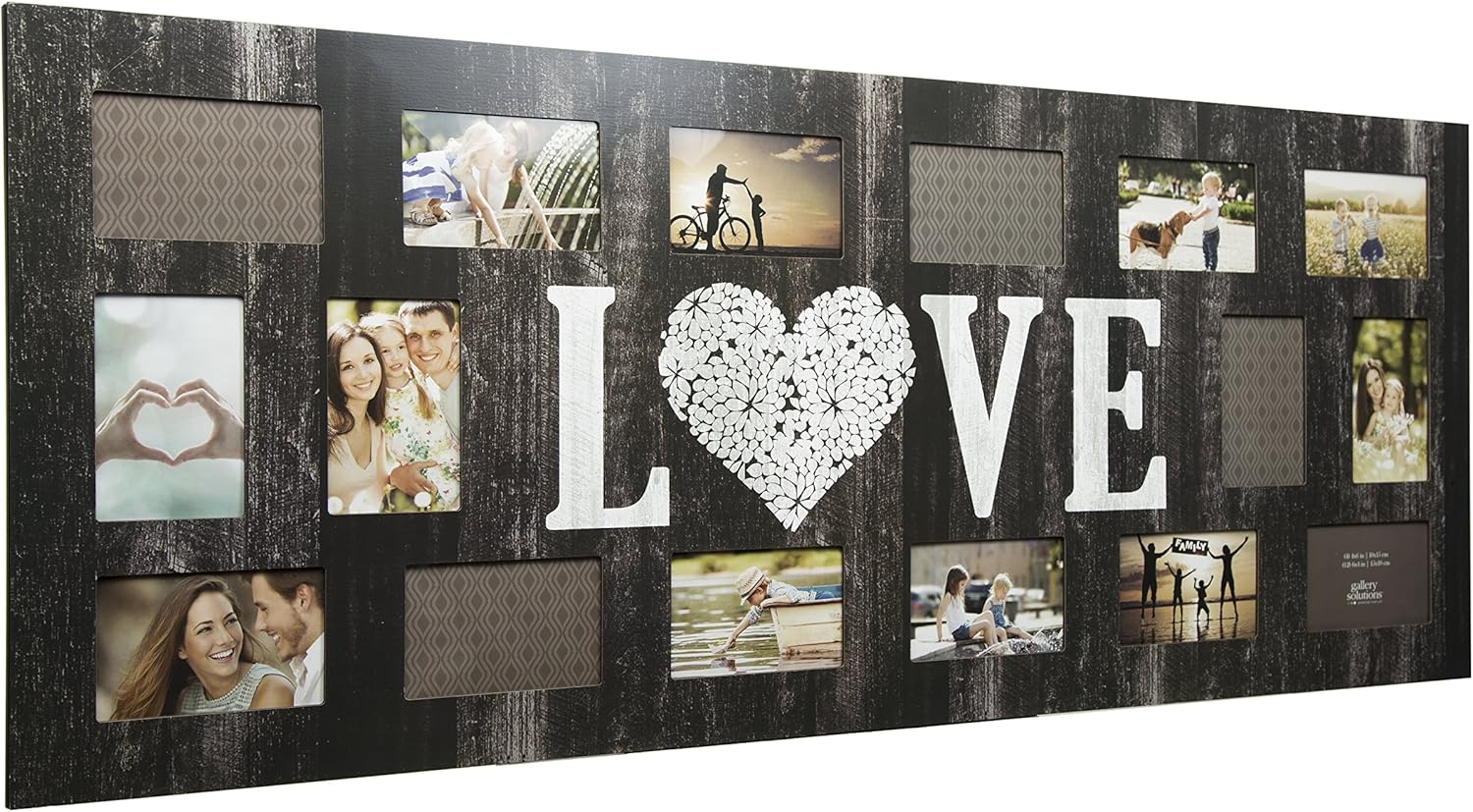 GALLERY SOLUTIONS Rustic 16 Opening Distressed Love Collage Frame Pack of 2