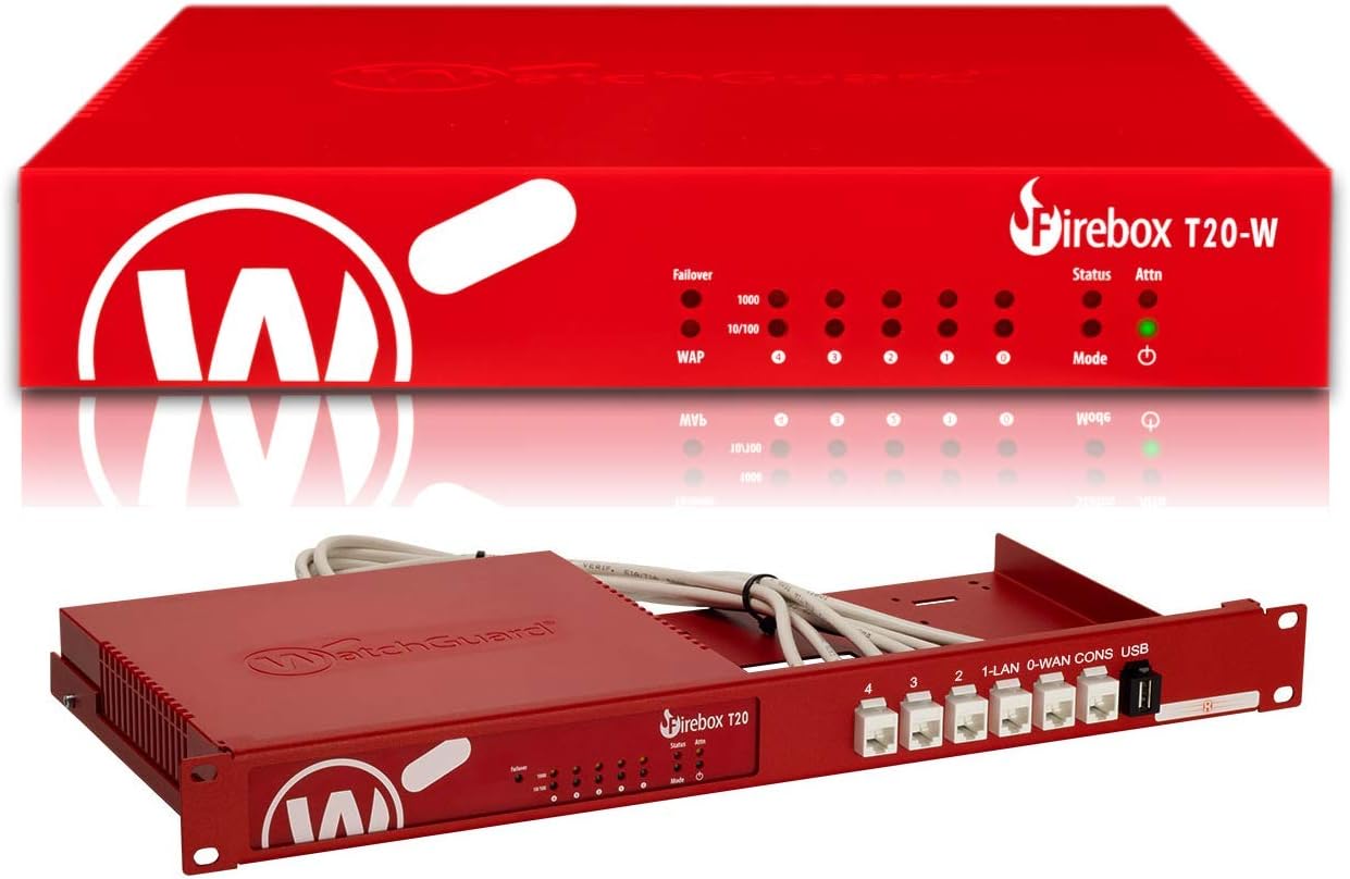 WatchGuard Firebox T20-W Security Appliance Plus 1YR Standard Support Bundle with Rackmount Kit (WGT21001-WW+RM-WG-T6)