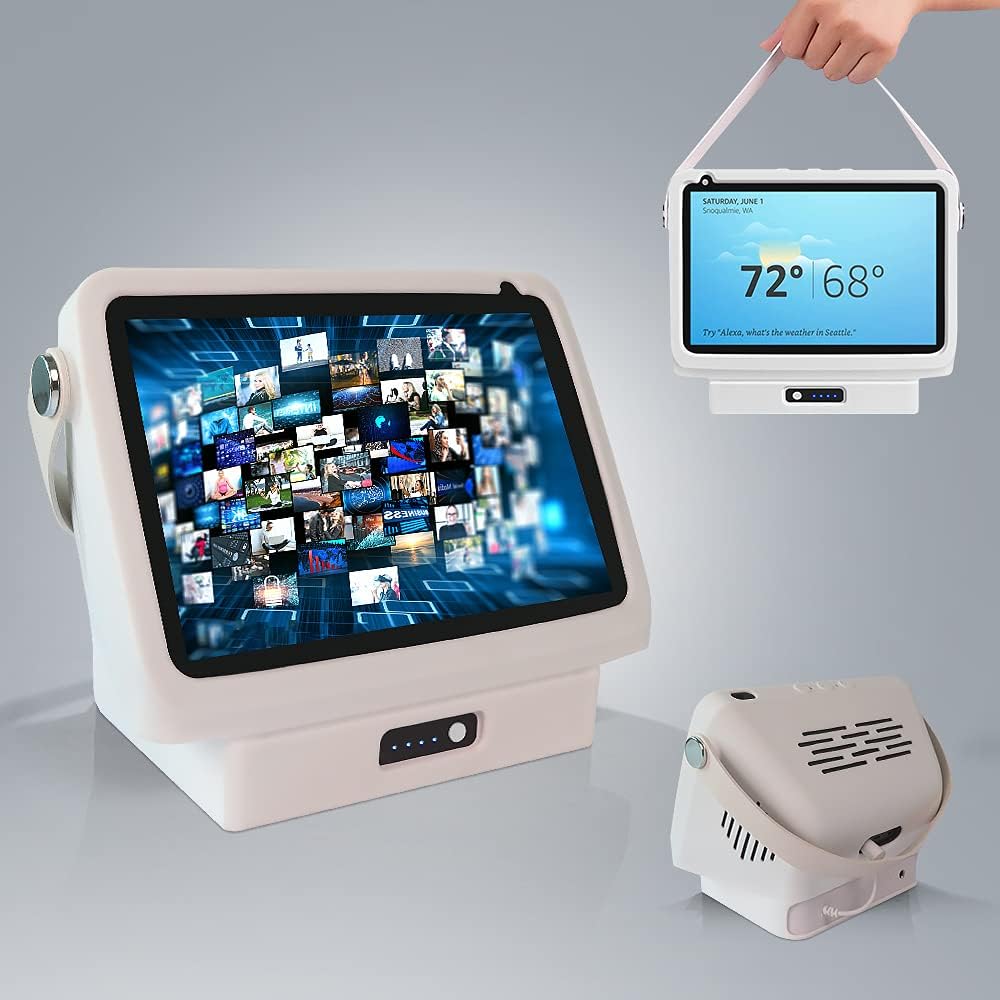 Liboer Battery Base for Show 8 1st Gen to Make Alexa Show 8 Mobile Battery Cases Charger Compatible with Show 8 Stand Mount with Handle Case (S8 15600mAh Black) Pack of 2