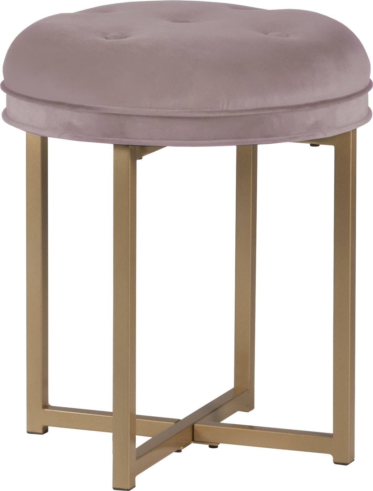 Hillsdale Furniture Maura Tufted Backless Metal Vanity Stool, Blush Pink Velvet