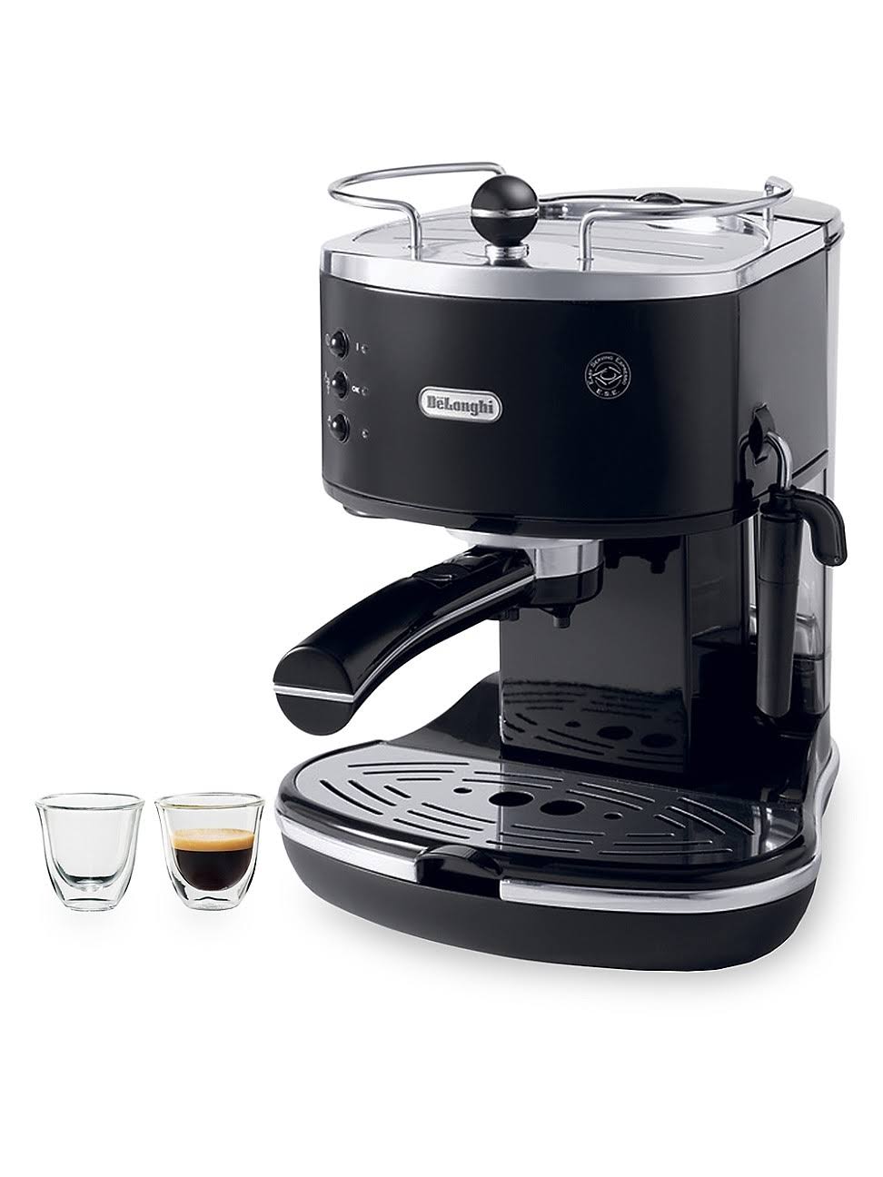 Delonghi Icona 15-Bar Pump DRIVEN Semi-Automatic Espresso Machine and 2 Espresso Glasses