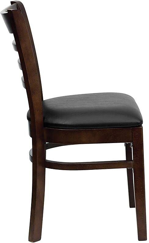 Flash Furniture Ladder Back Chairs - Set of 2, Walnut / Black Vinyl Seat