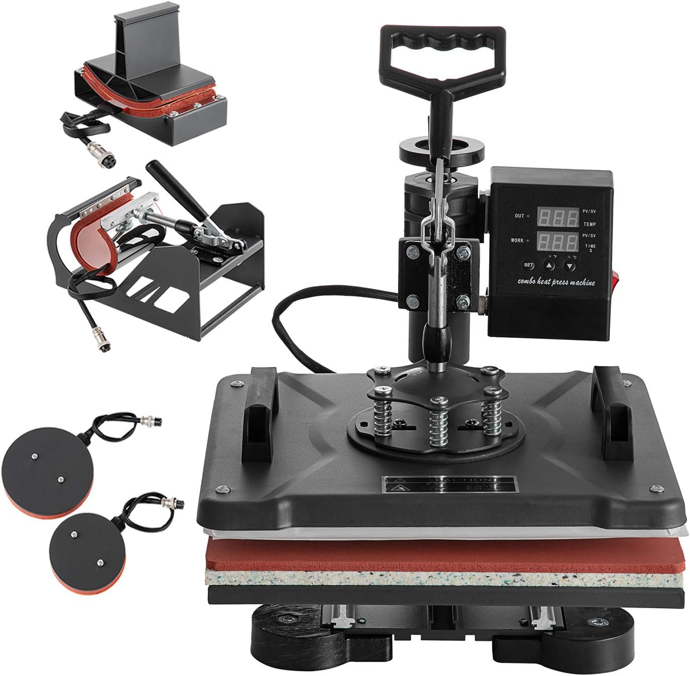 SHZOND Heat Press 12x15 Inch 5 in 1 Combo Heat Transfer Machine Multifunctional Transfer Sublimation Heat Press Machine for T Shirts/Hat/Mug/Plate