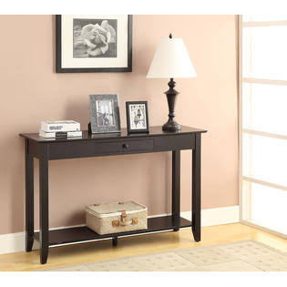 Convenience Concepts American Heritage Console Table with Drawer 7103081-BL, Black Finish
