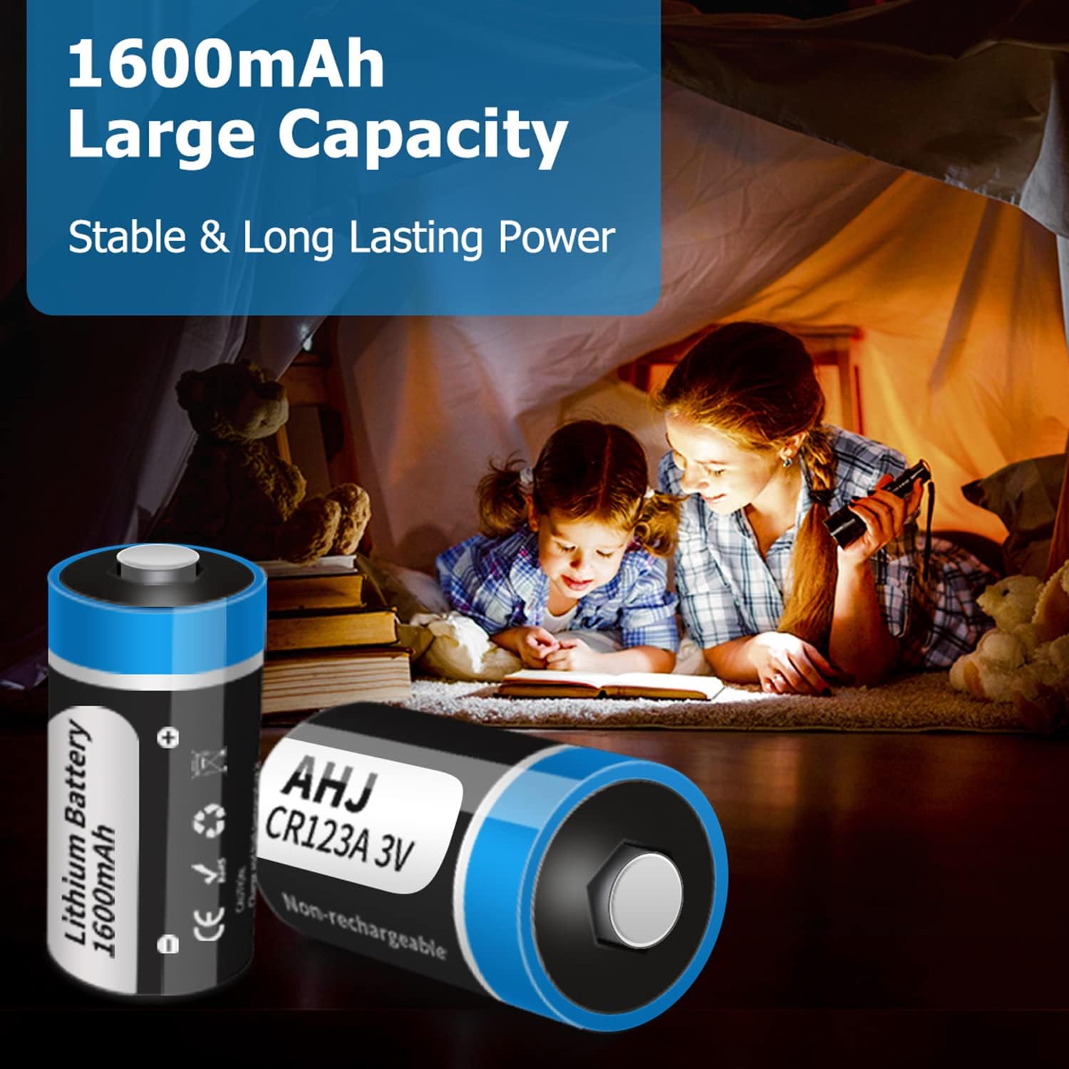 CR123A 3V Lithium Battery, 16 Pack 1600mAh CR123 CR17345 Battery with 10-Year Shelf Life UL Certification for Flashlight Toys Alarm System etc. Non-Rechargeable, NOT for Arlo