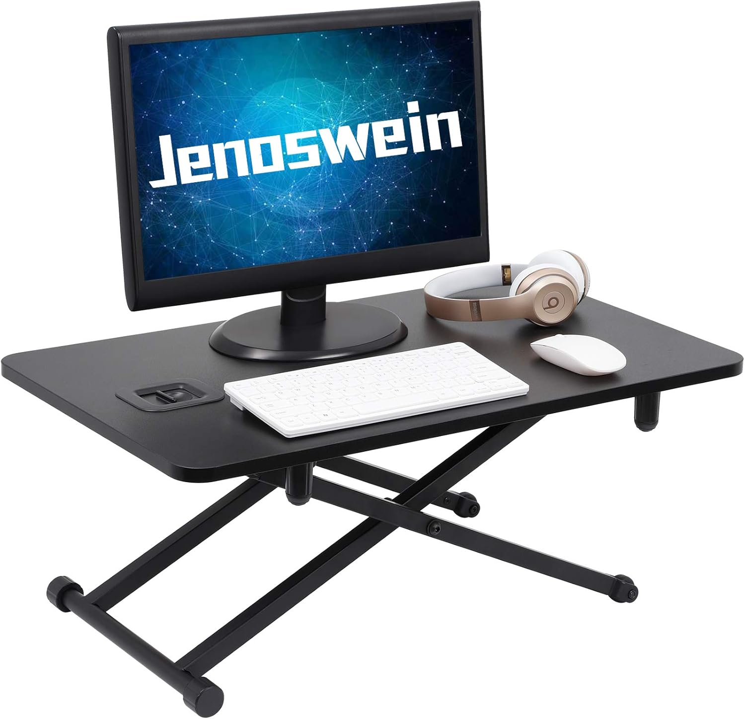 Standing Desk Converter JENOSWEIN Stand Up Desk Adjustable Height Desktop Monitor Riser for Laptop Office Computer Workstation (27 INCH for Home Office) Pack of 2
