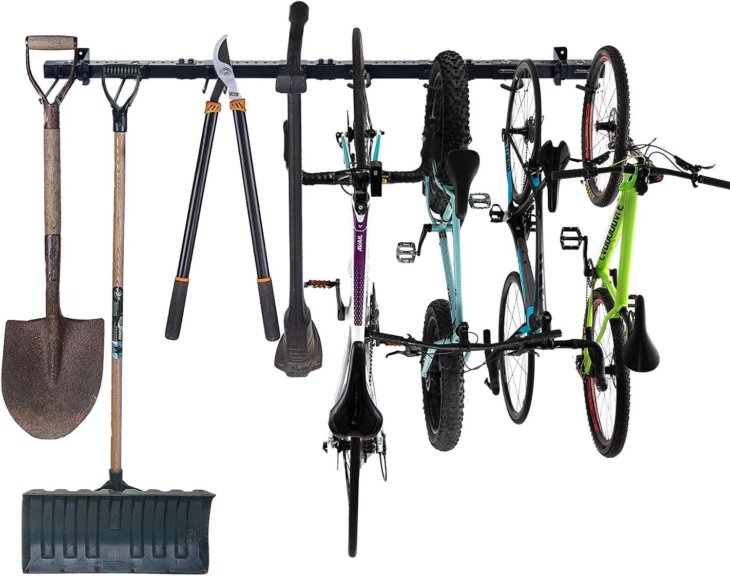 Malson 60 Inch Tool Rack Wall Mount, Tool Storage Rack, Heavy Duty Tools Garage Organization Wall Mount Rack Hanger with 8 Hooks, Garage Organizer for Garden, Wall Holders for Tools Pack of 2