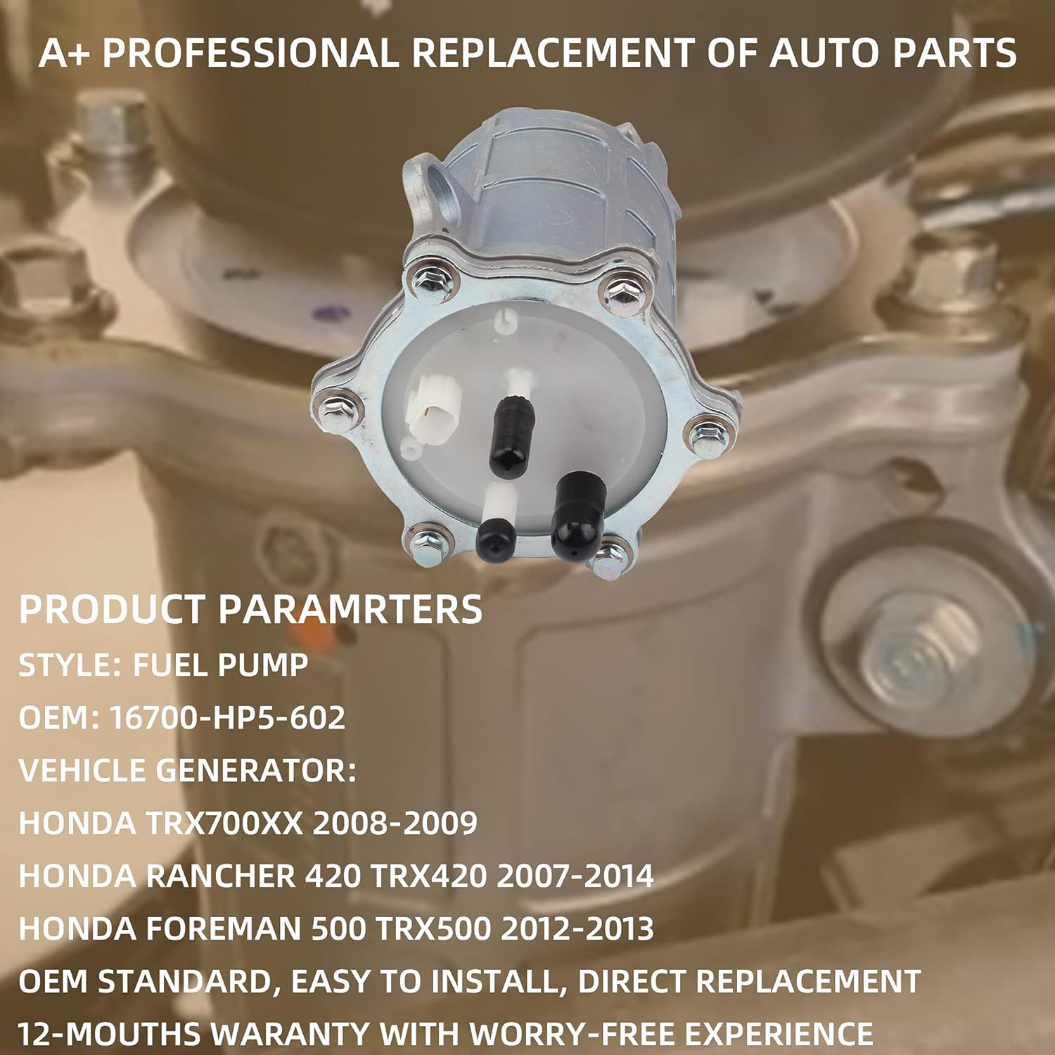 Dasbecan Fuel Pump Compatible with 2007-2014 Honda ATV Rancher 420 Foreman 500 TRX420 TRX500 TRX700XX Replace# 16700-HP5-602
