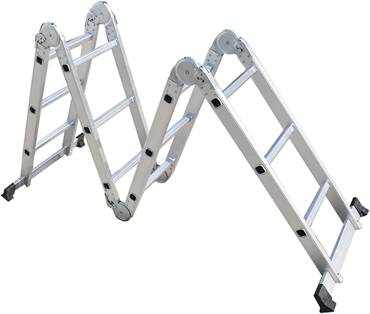 mitoharet 11.8FT Aluminum Multi Purpose Folding Step Ladder Extendable Scaffold Ladder with Safety Locks, 330 LBS Capacity, Non-Slip Mats