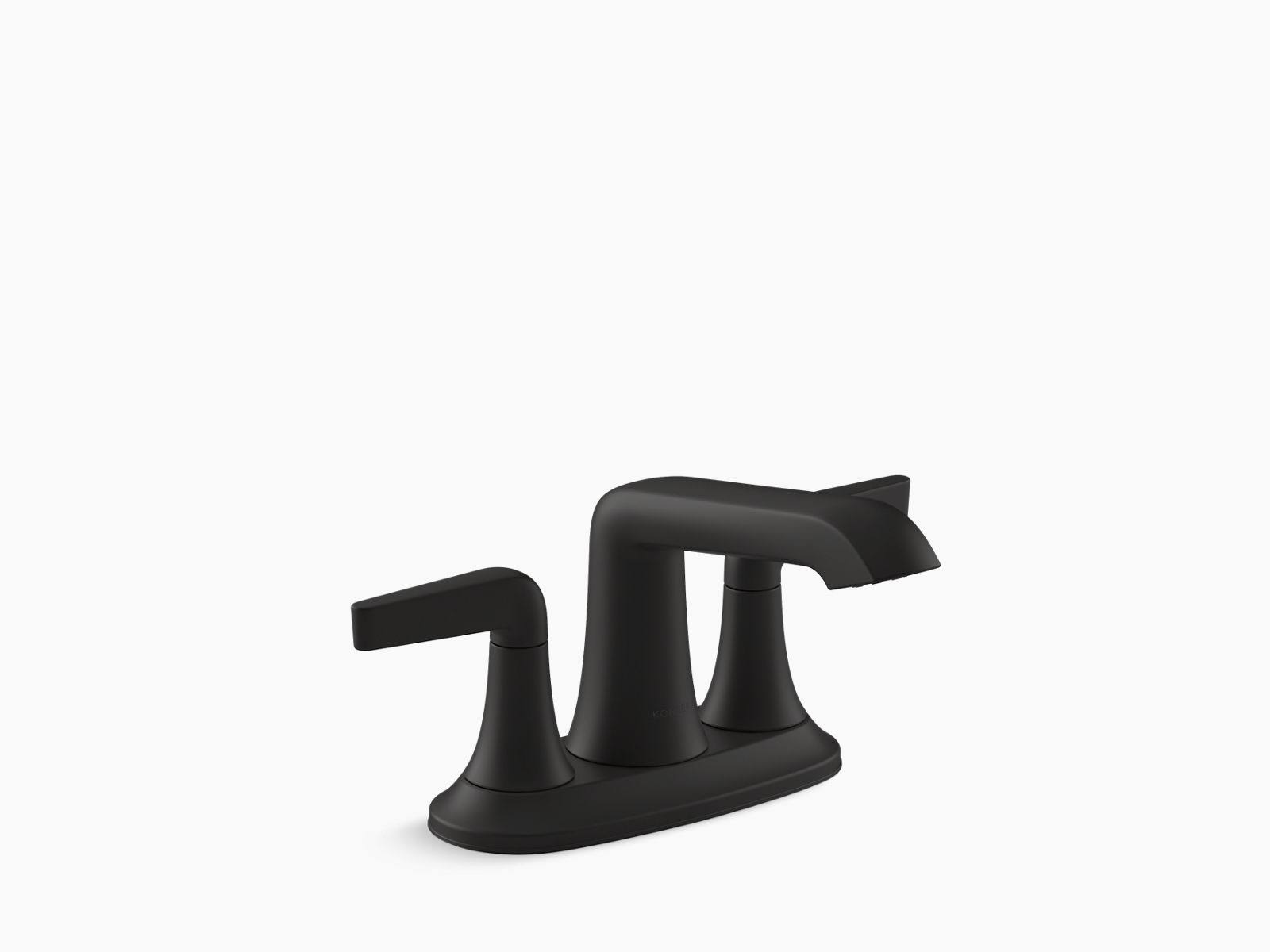Kohler K-22021-4 Tempered 1.2 GPM Centerset Bathroom Faucet with - Matte Black