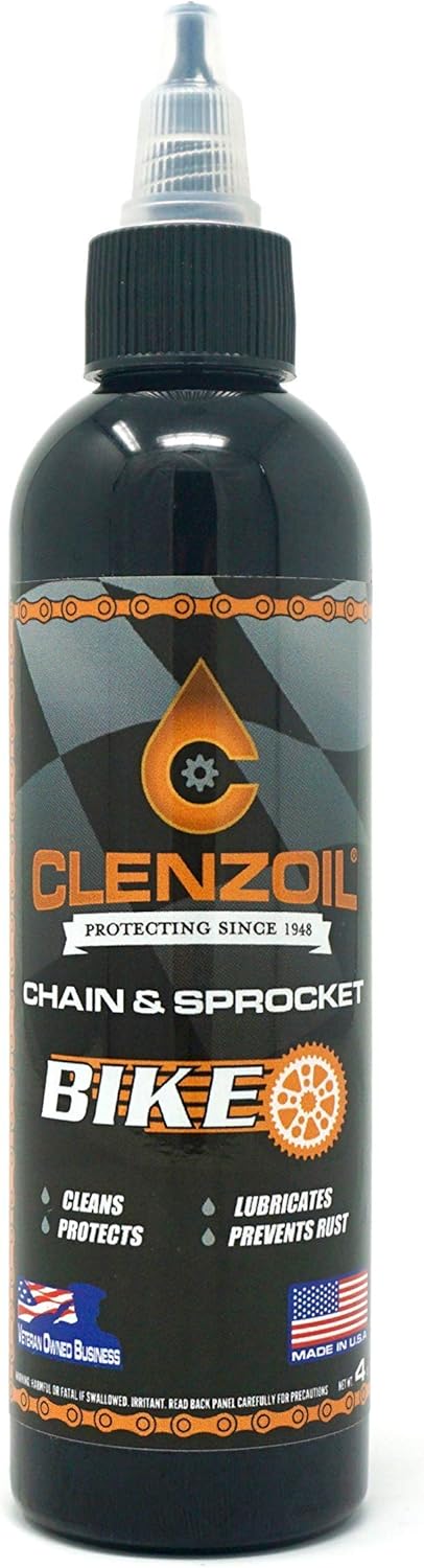 Clenzoil Chain & Sprocket Bike 4 oz. Bottle | Cleaner Lubricant Protectant [CLP] | Bike Chain Cleaner + Chain Lube in One | Wet Lube Application, Dry Lube Performance Pack of 2