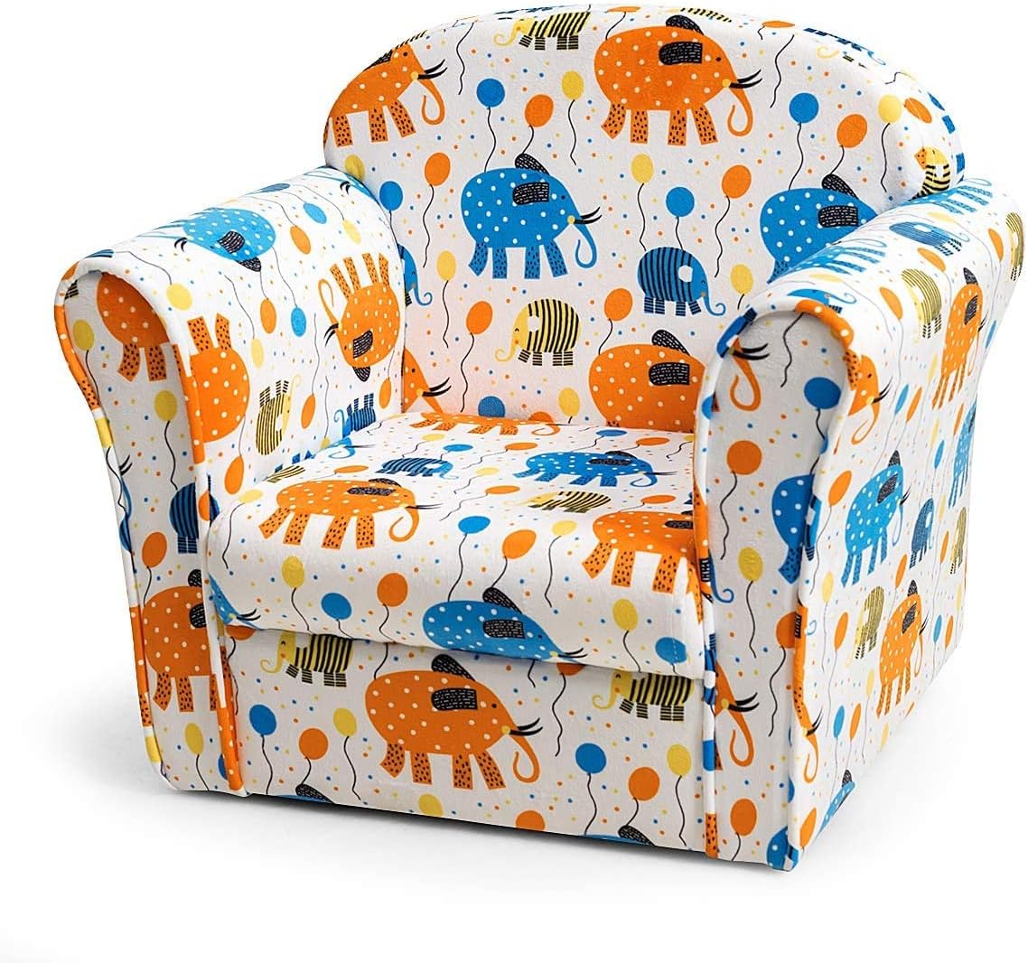 LDAILY Kids Sofa, Children's Sofa with Cute Pattern, Toddler Furniture Armrest Chair, Baby Sofa Chair with Sturdy Wood Construction, Cartoon Character, Boys & Girls, Ideal for Bedroom, Living Room