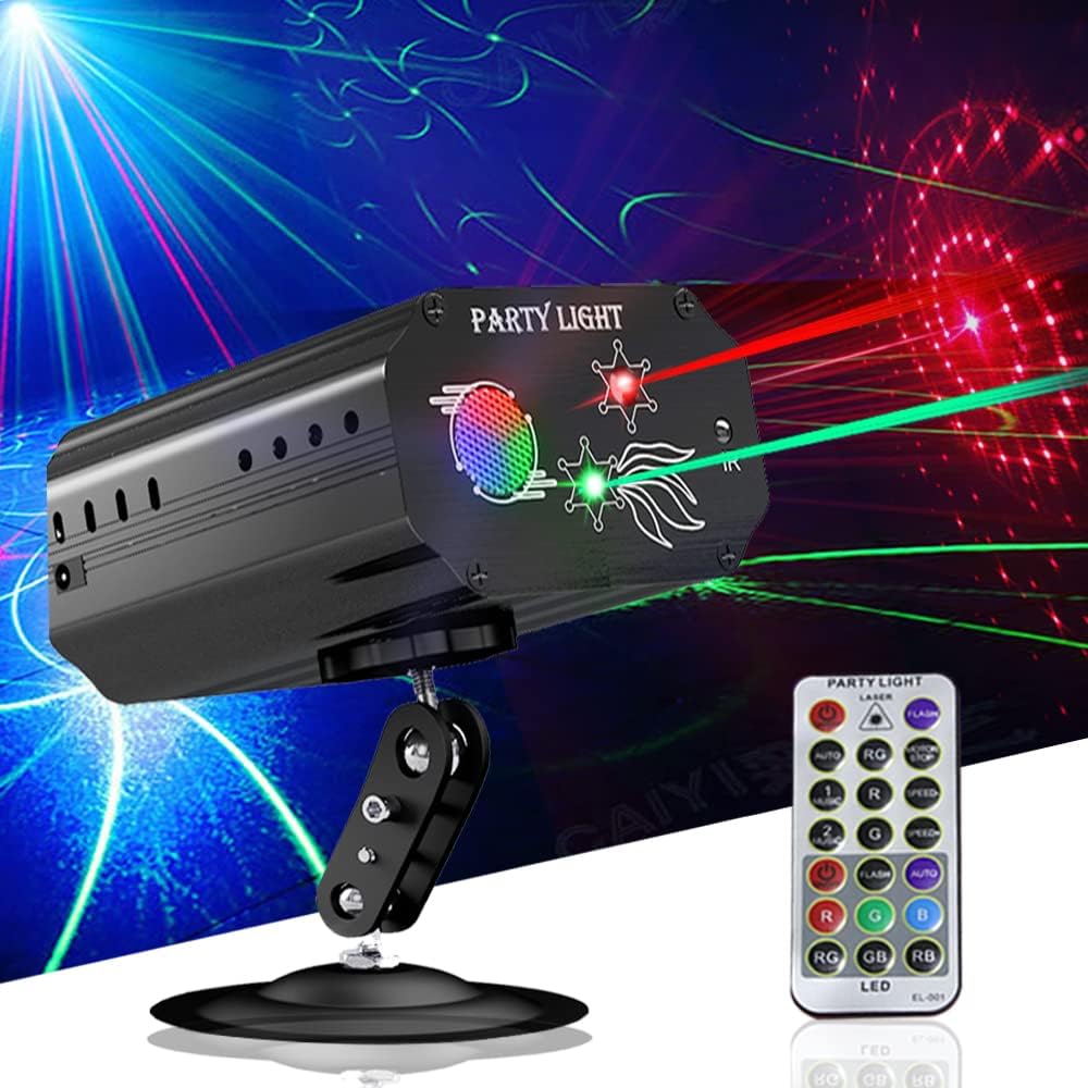 Party Lights Dj Disco Lights,Dance Rave Lights Disco Ball LED Stage Light Show Projector Strobe Lights Sound Activated with Remote Control for Christmas Birthday KTV Bar