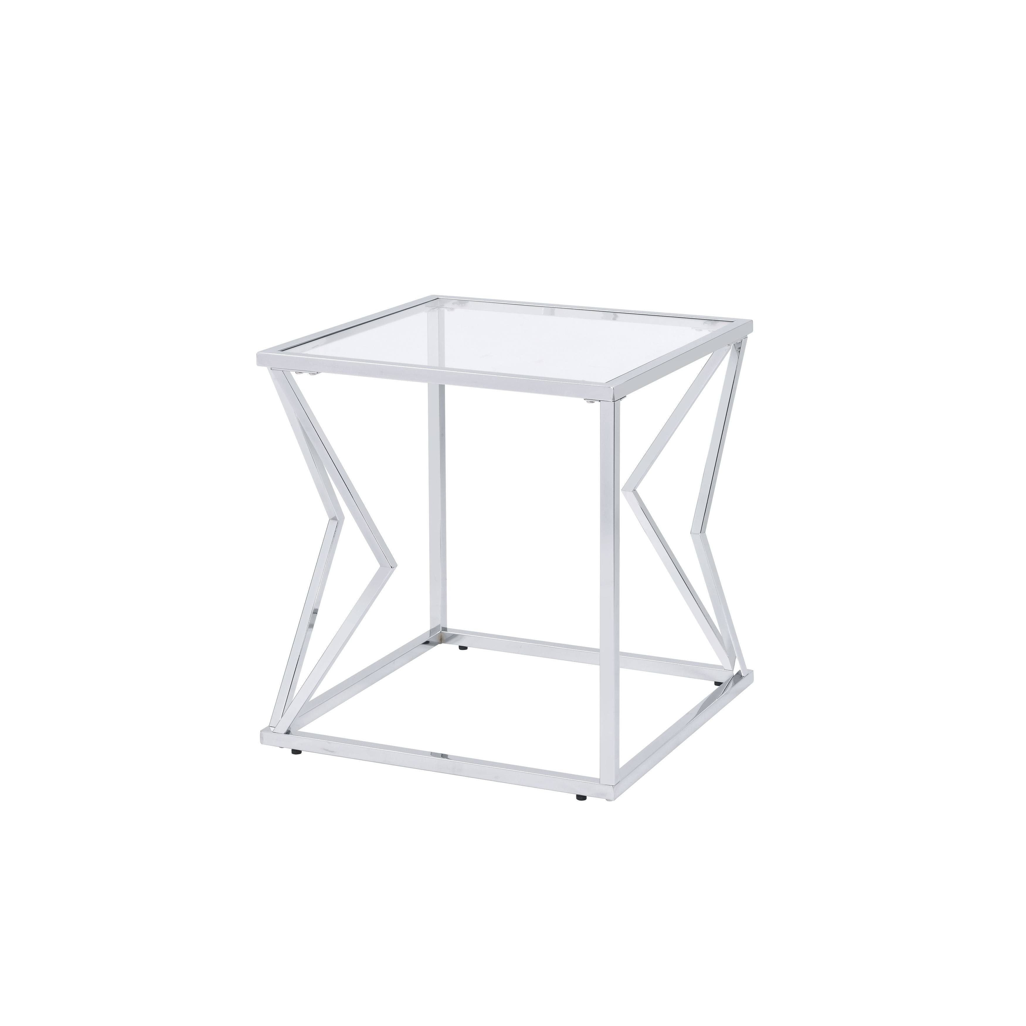 Acme Furniture Clear Glass u0026 Chrome Finish Virtue End Table