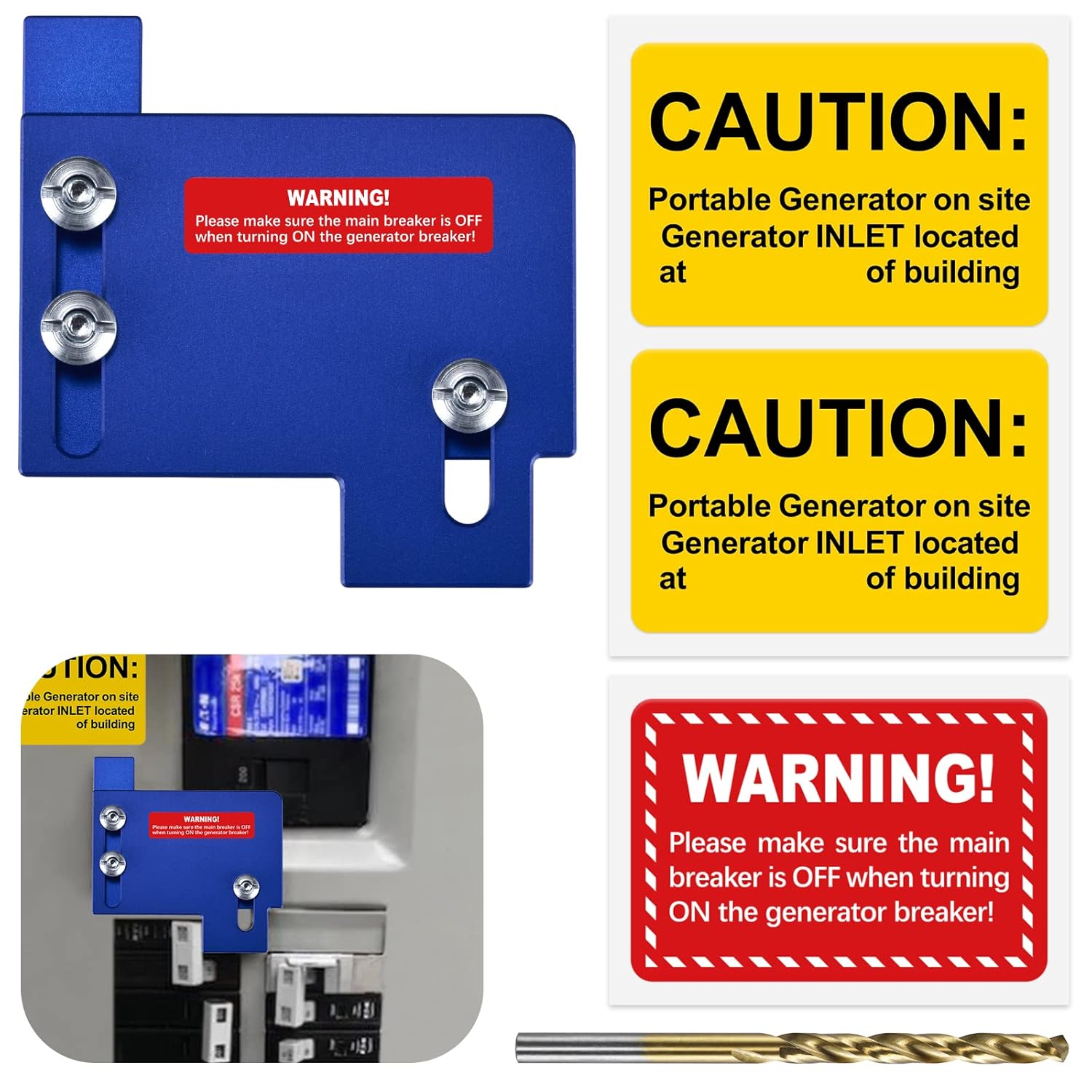 LATING Generator Interlock Kit for Horizontal Only Main Cutler Hammer CH-Series 150 and 200 Amp Panels with 1 1/2 Inches Spacing - Anodized, Brushed Nickel