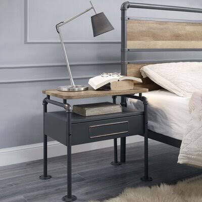 Acme Nicipolis Nightstand in Antique Oak u0026 Sandy Gray 30737 Williston Forge