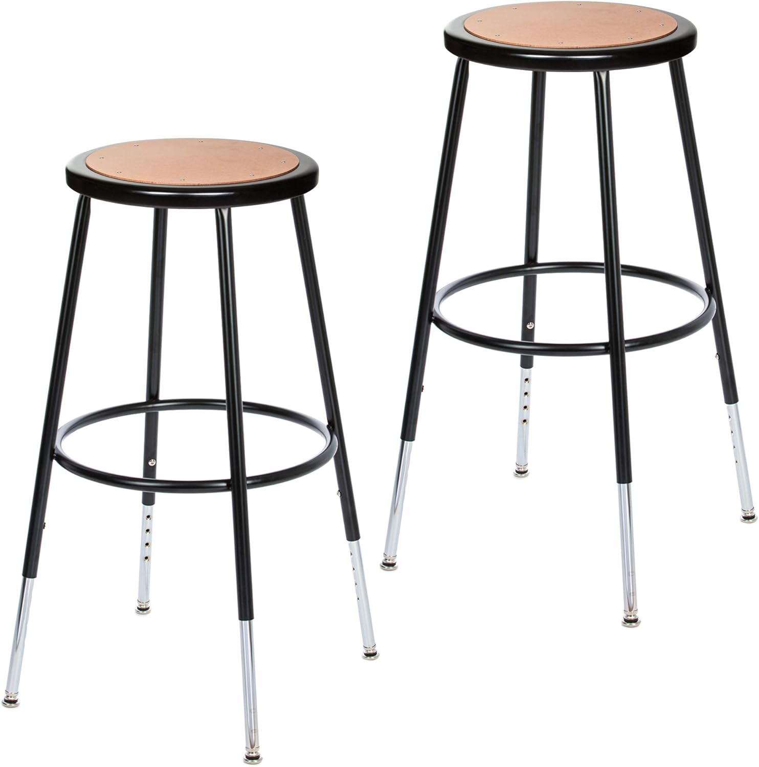 (2 Pack) OEF Furnishings Height Adjustable Black Shop Stool, 18” High