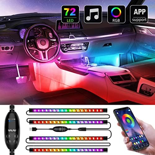 UALAU 72 LED Interior Car Lights, LED Lights for Car with APP Controller, Music Sync Mode Car Accessories, 16 Million Colors Under Dash Lighting Kits Car Led Lights for Jeep Truck Various Car