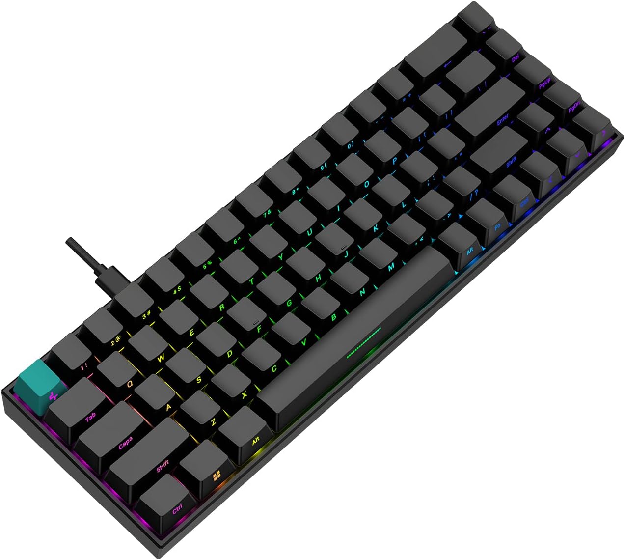 DeepCool KG722 65% Mechanical Gaming Keyboard, Ultra-Compact Form Factor, Detachable USB-C, Gateron Red Linear Switches, Full Per-Key ARGB Backlit Customization