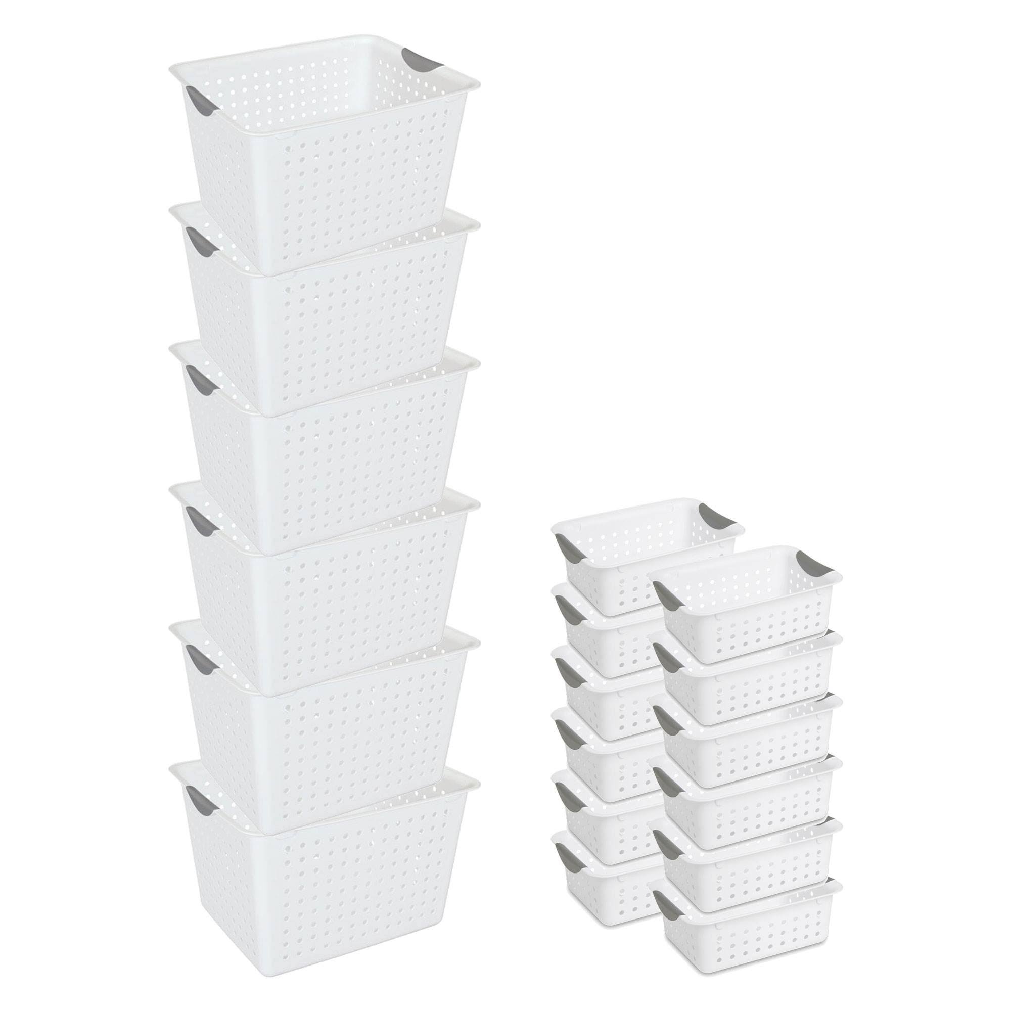 Sterilite Deep Ultra Storage Bin Organizer Basket 6 Pack u0026 Small 12 Pack